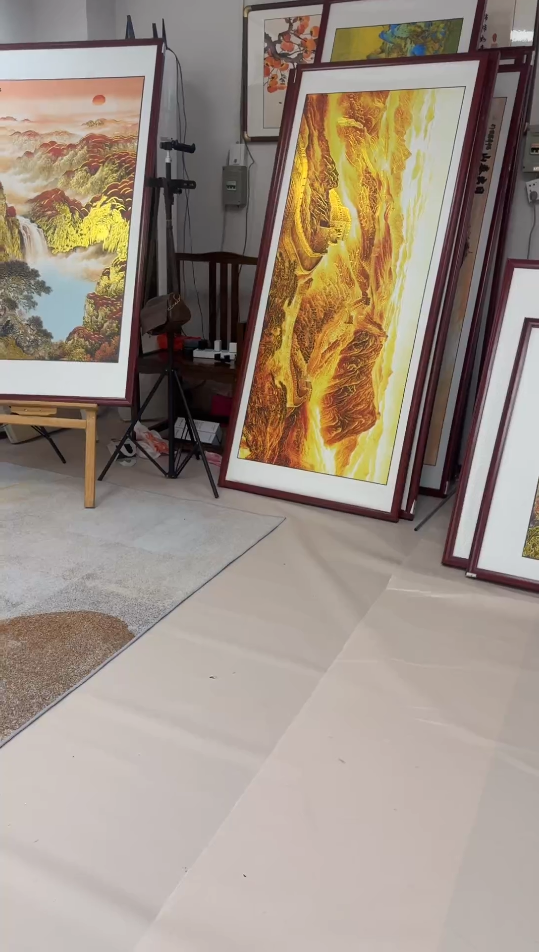 万里长城150*240浮雕描金