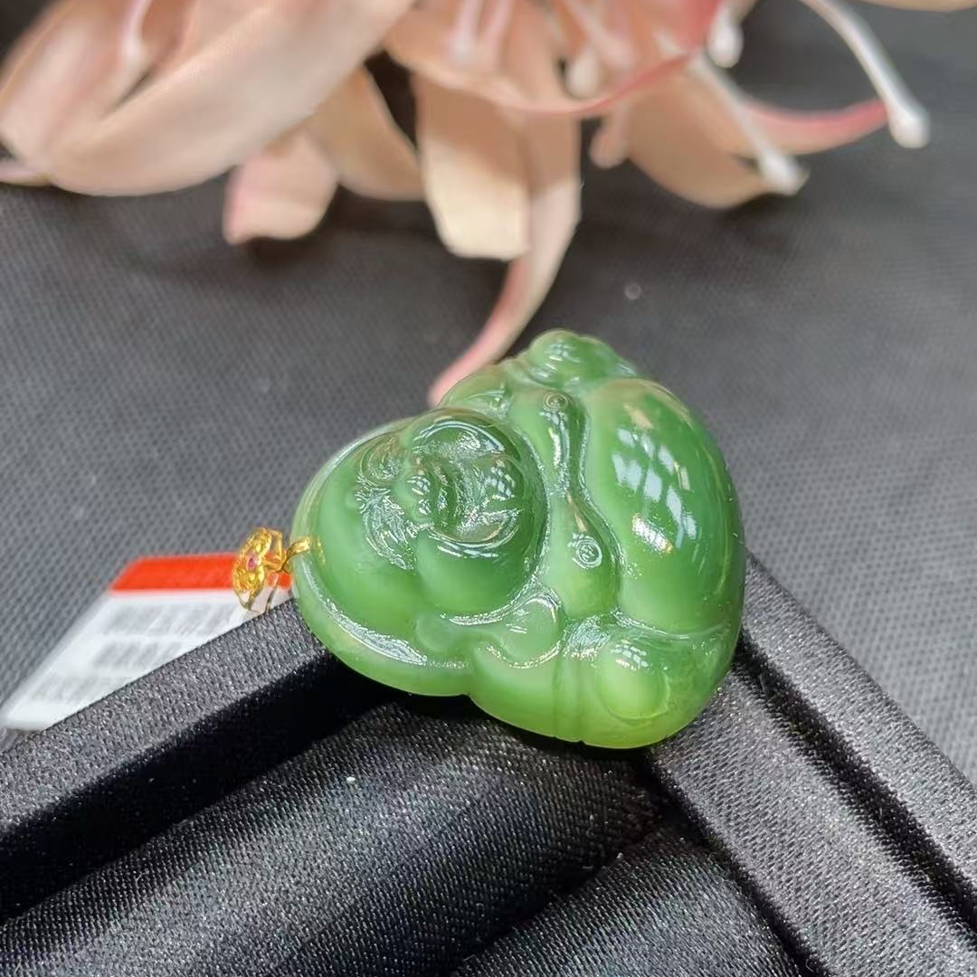 【年中大促】18K金和田玉猫眼扣头佛公吊坠丨多样性发一