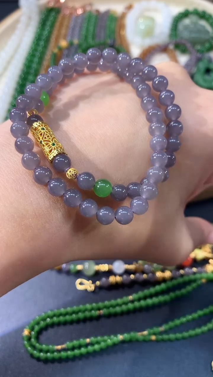 手串18K金镶嵌和田玉A183  |  多样性发其一  |  1580