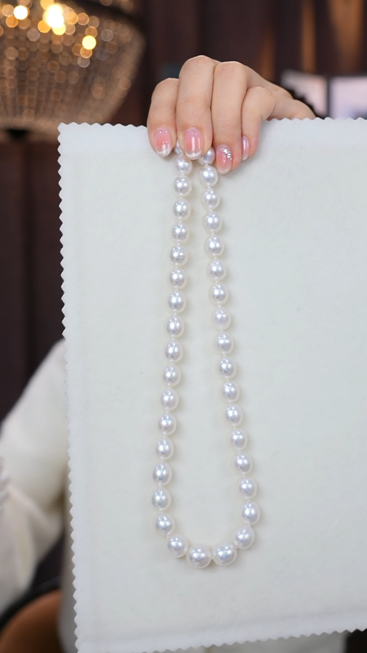 项链14K金镶嵌海水珍珠澳白8-10mm