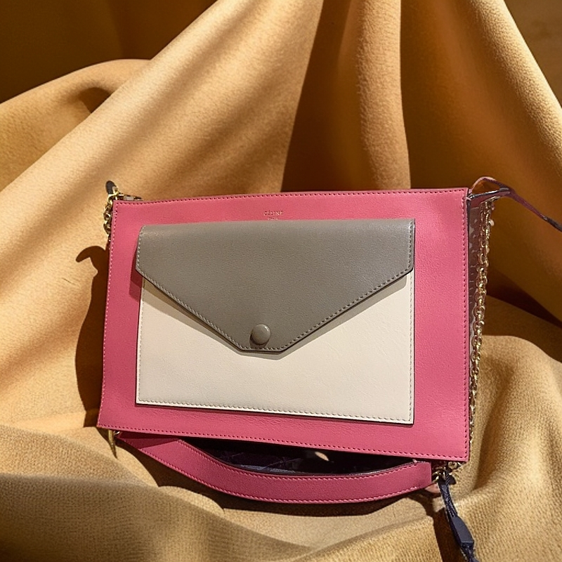 95新 Celine/思琳 拼色链条包 1233 6795 