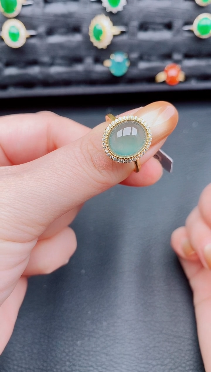 【闪购商品】翡翠戒指银S925镶嵌天然a货翡翠225