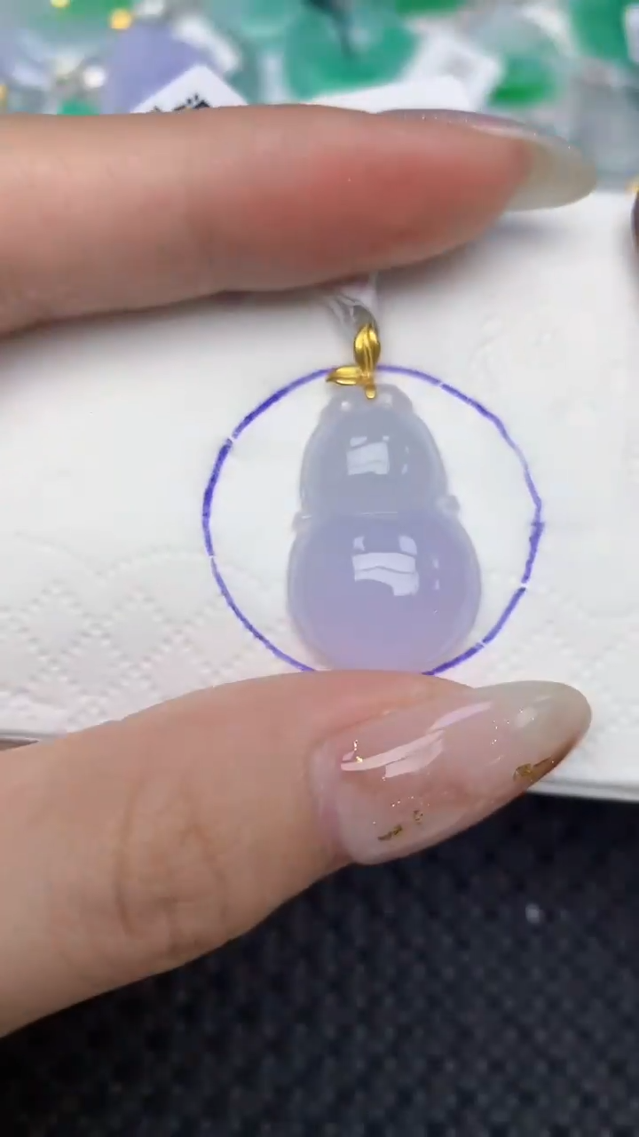 颈饰18K金镶嵌翡翠天然缅甸翡翠a货百元以上9元证书费自理