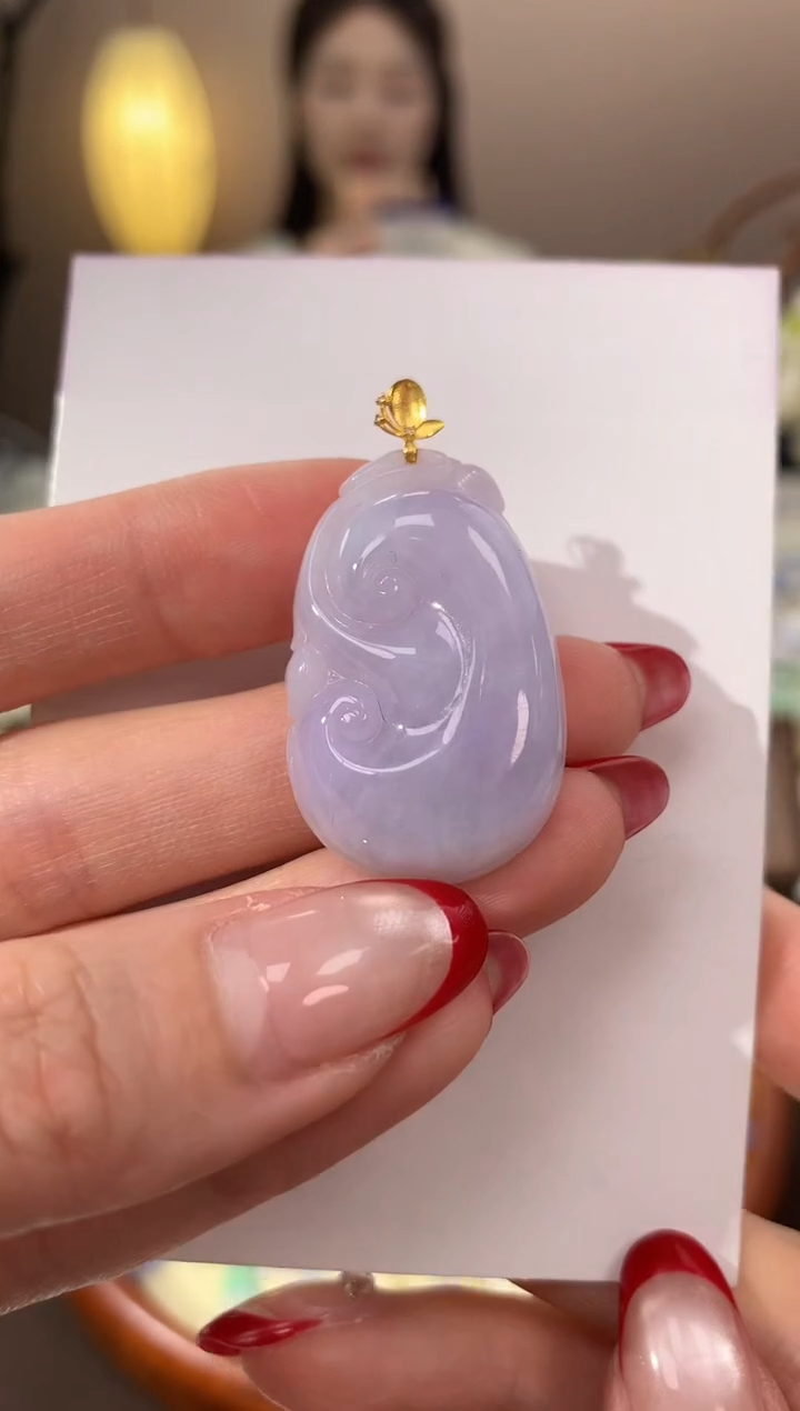 【闪购商品】翡翠颈饰18K金镶嵌天然缅甸a货翡翠