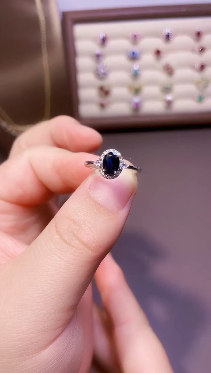 【闪购商品】蓝宝石戒指银S925镶嵌一枚