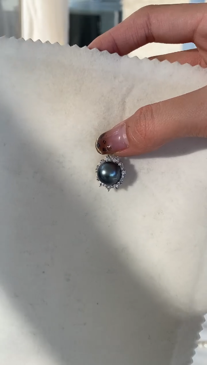 银S925镶嵌吊坠(不含链)海水珍珠11-12