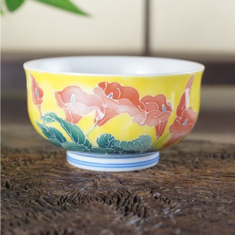 德物小雅法华彩花卉炉式杯纯手工手绘主人杯景德镇高级品茗杯