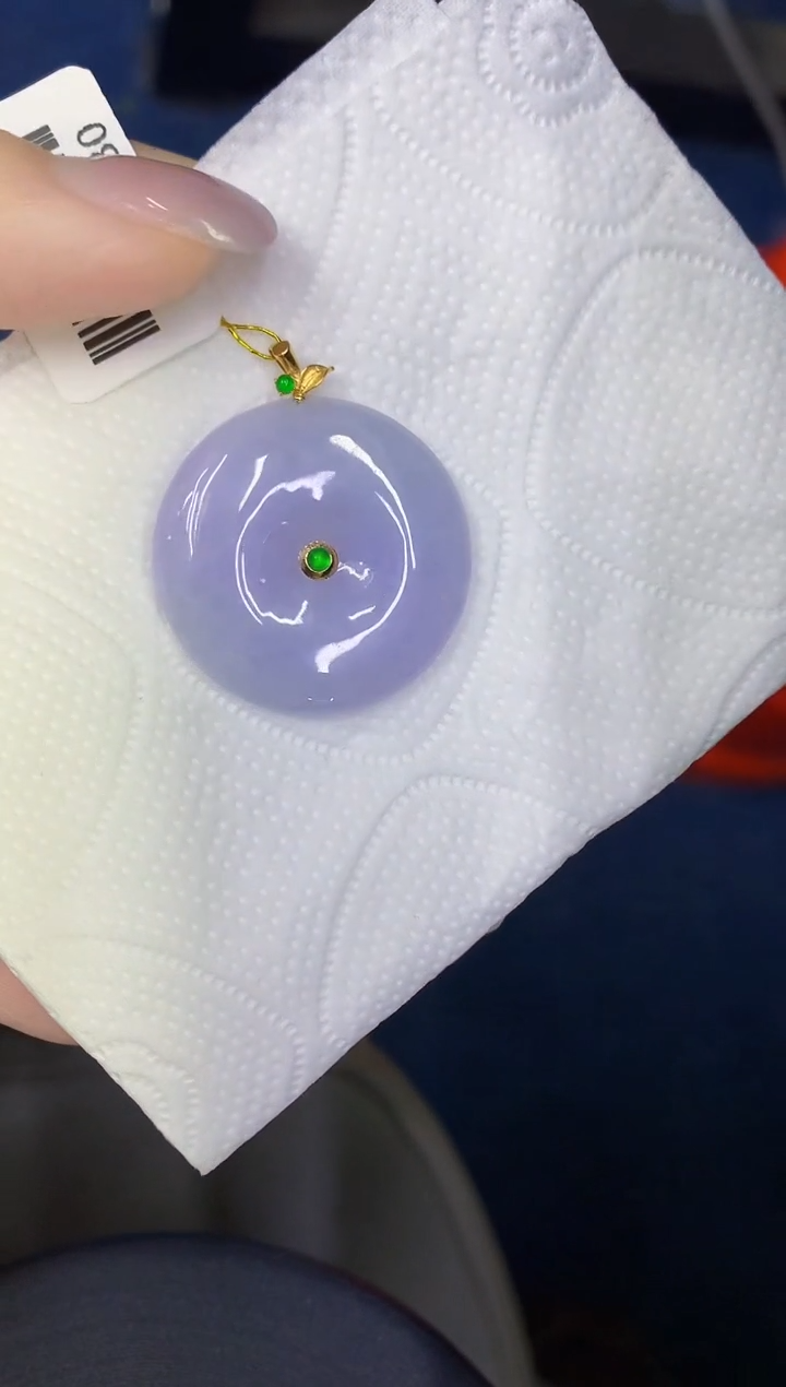 颈饰18K金镶嵌翡翠缅甸天然翡翠A货