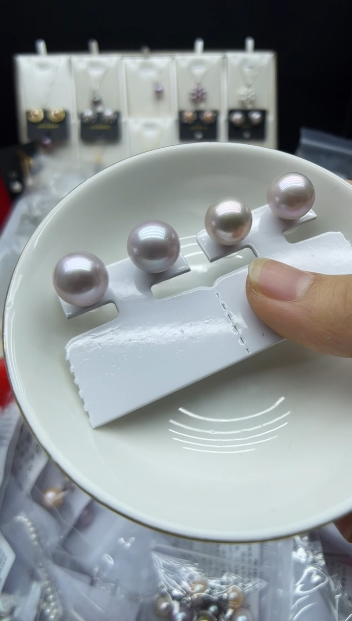 银S925镶嵌淡水珍珠耳饰耳钉多其性发其一