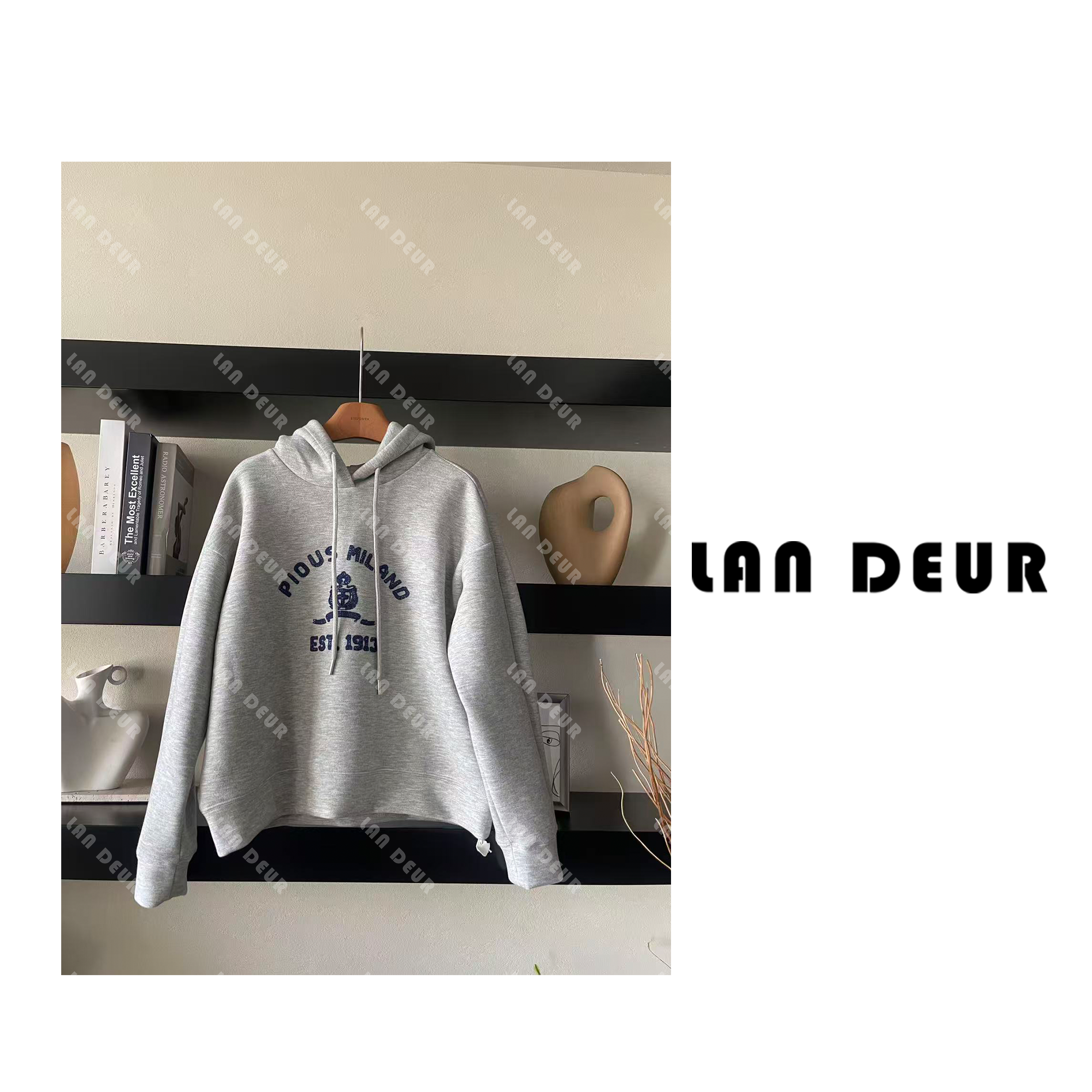 JIUJIU【暮雪初白】高定系列密织卫衣气质时尚休闲印花连帽上衣女