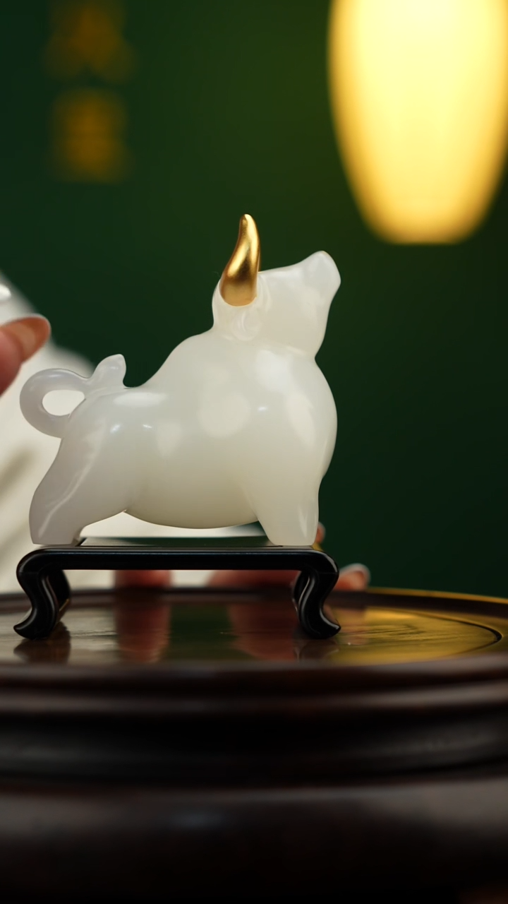 玉【牛气冲天】天然玉石摆件