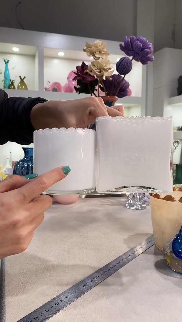 慕忆家手作琉璃花瓶微瑕一对