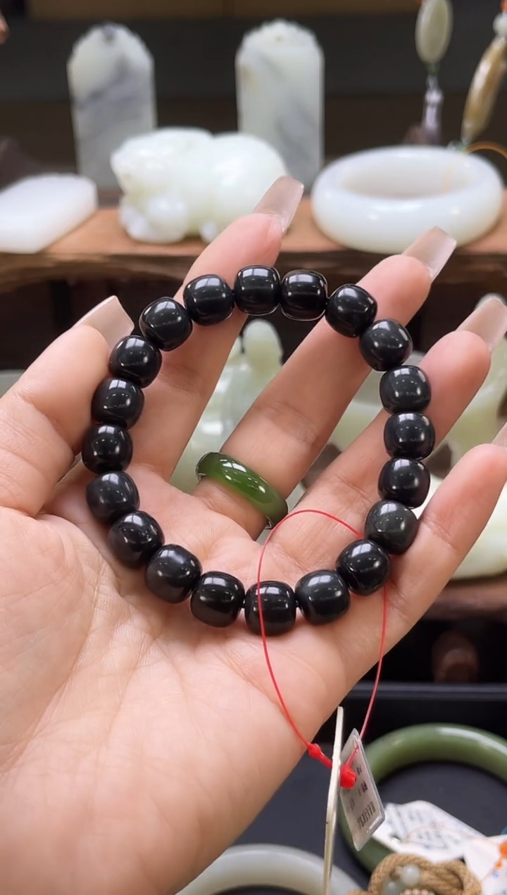 【闪购商品】和田玉手串未镶嵌若羌毛毛矿卡10+老型黑武士820808