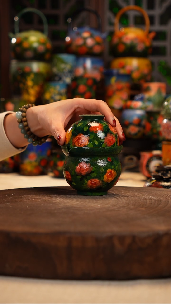 紫砂 油画釉下彩手绘