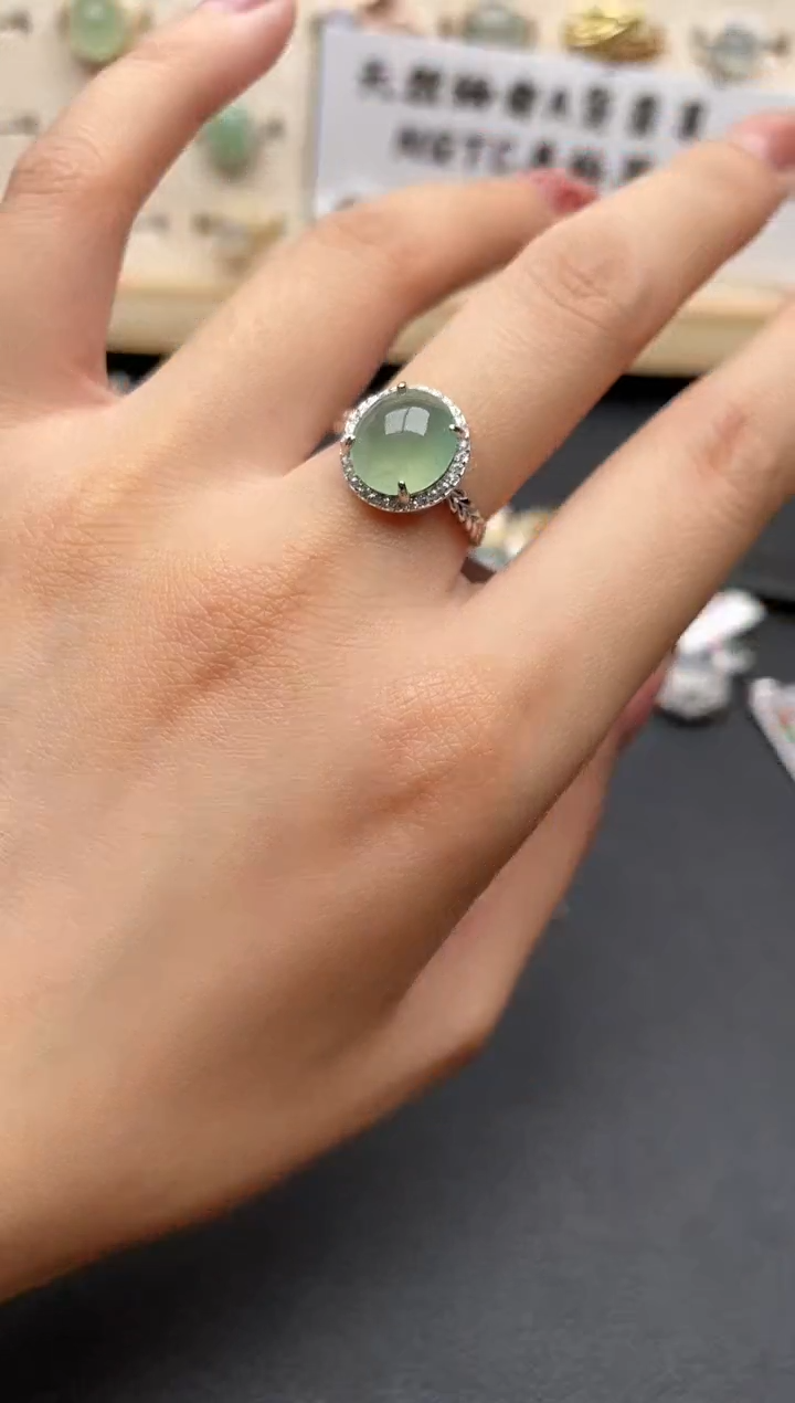 【闪购商品】翡翠戒指银S925镶嵌一物一证一礼盒