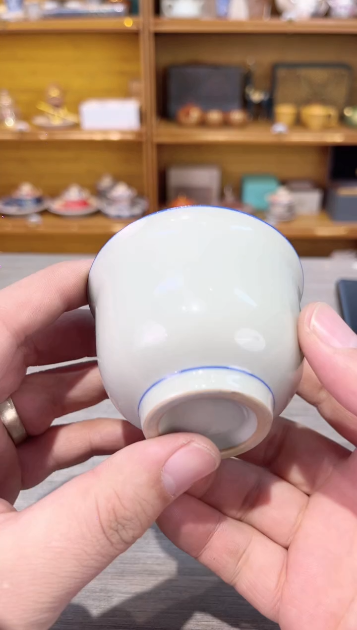 【闪购商品】蓝边草木灰色杯茶具茶具