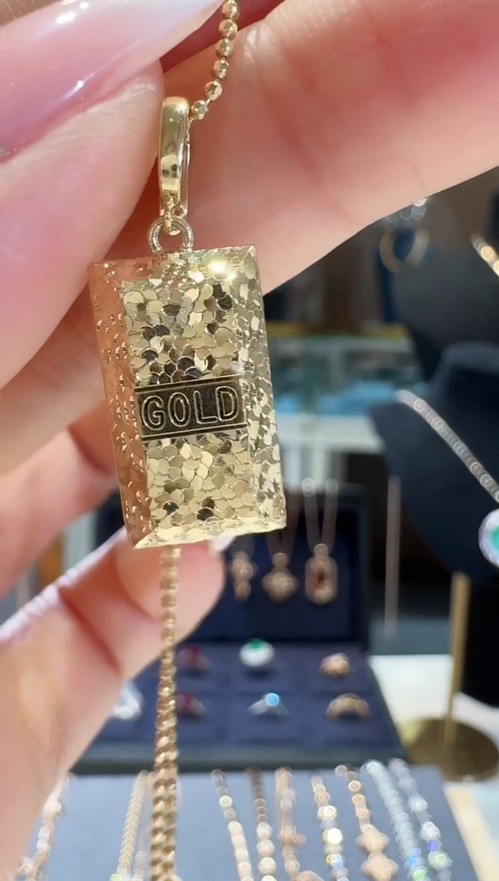 【闪购商品】18K金吊坠(不含链)金条单吊坠不含链