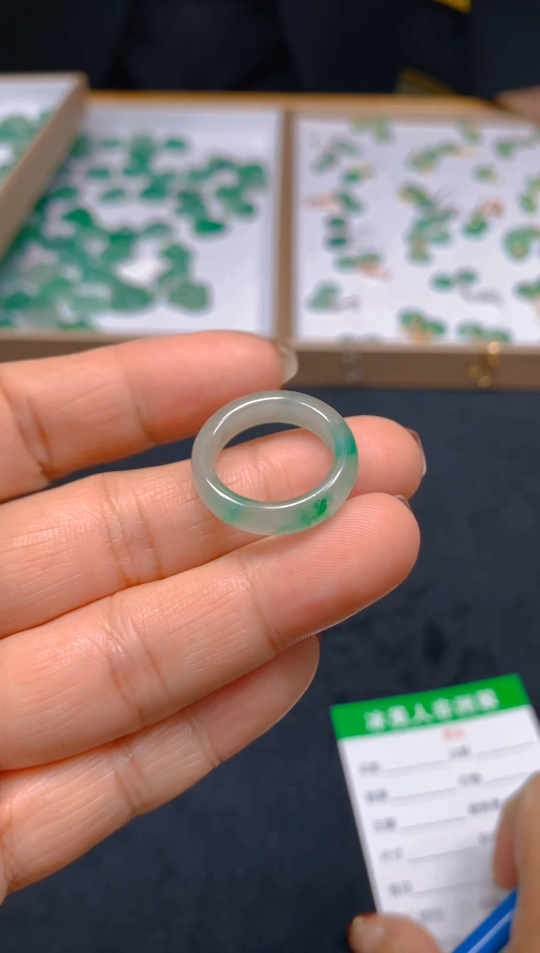 【闪购商品】石英质玉戒指未镶嵌冰美人非洲翠A货冰种001