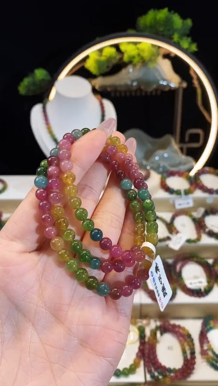 【闪购商品】碧玺手串未镶嵌G2132三圈颜色微差