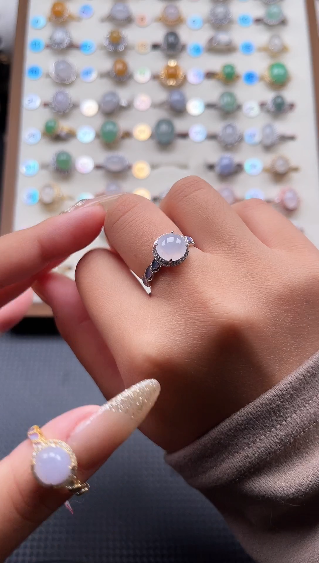 【闪购商品】翡翠戒指银S925镶嵌天然A货翡翠戒指