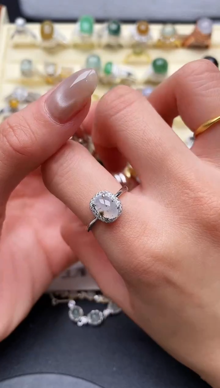 【闪购商品】翡翠戒指未镶嵌缅甸天然A货翡翠333  8-