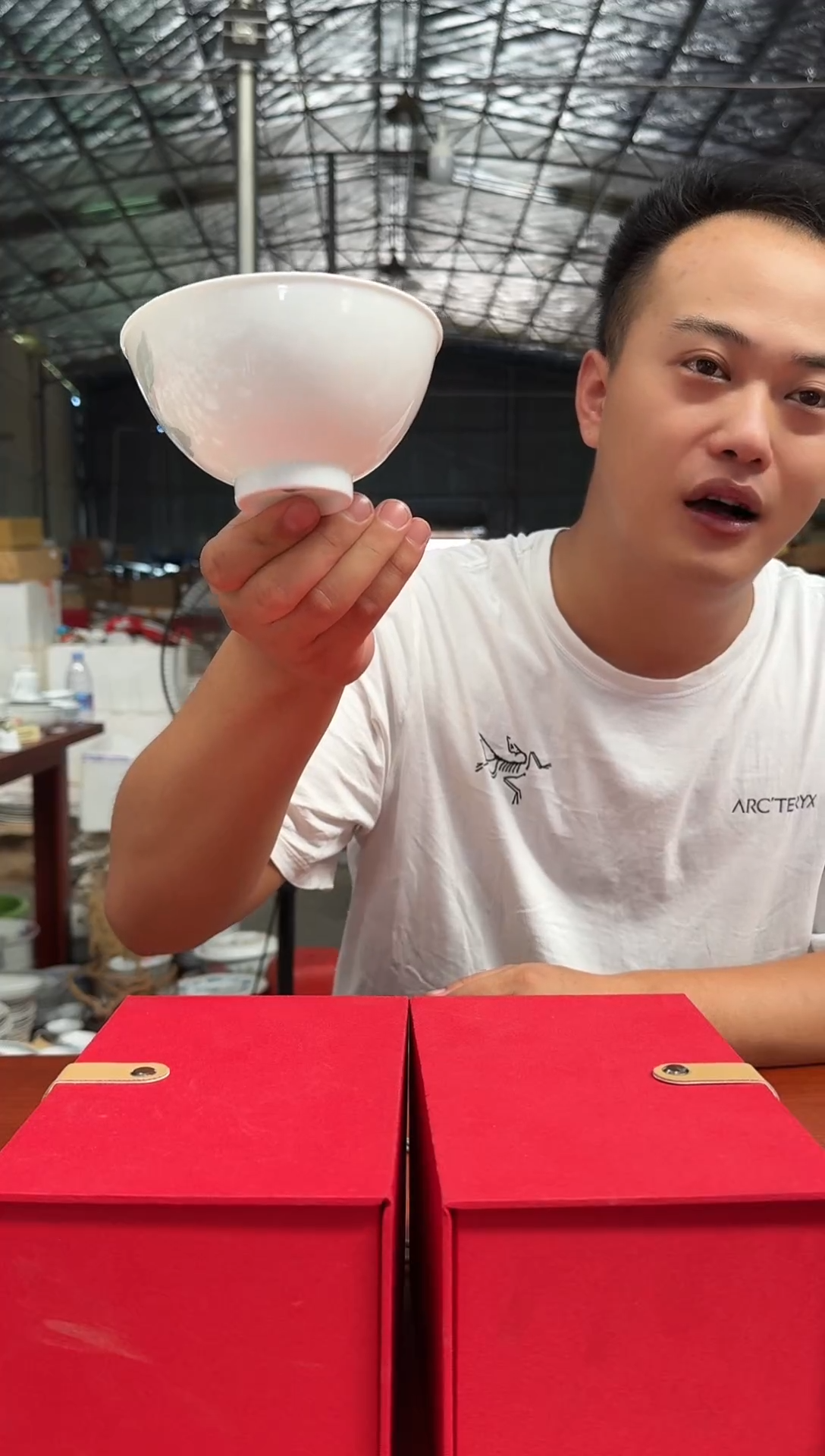 214函夏非遗釉下五彩黄色牡丹饭碗