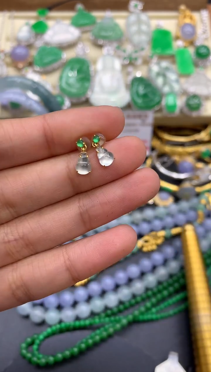 【闪购商品】翡翠耳饰18K金镶嵌192-中国好珍宝