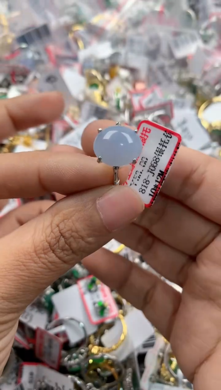 银S925镶嵌戒指翡翠666-----2