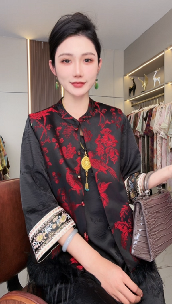 0184-常熟新中式新款气质百搭显瘦红色双面双穿马甲