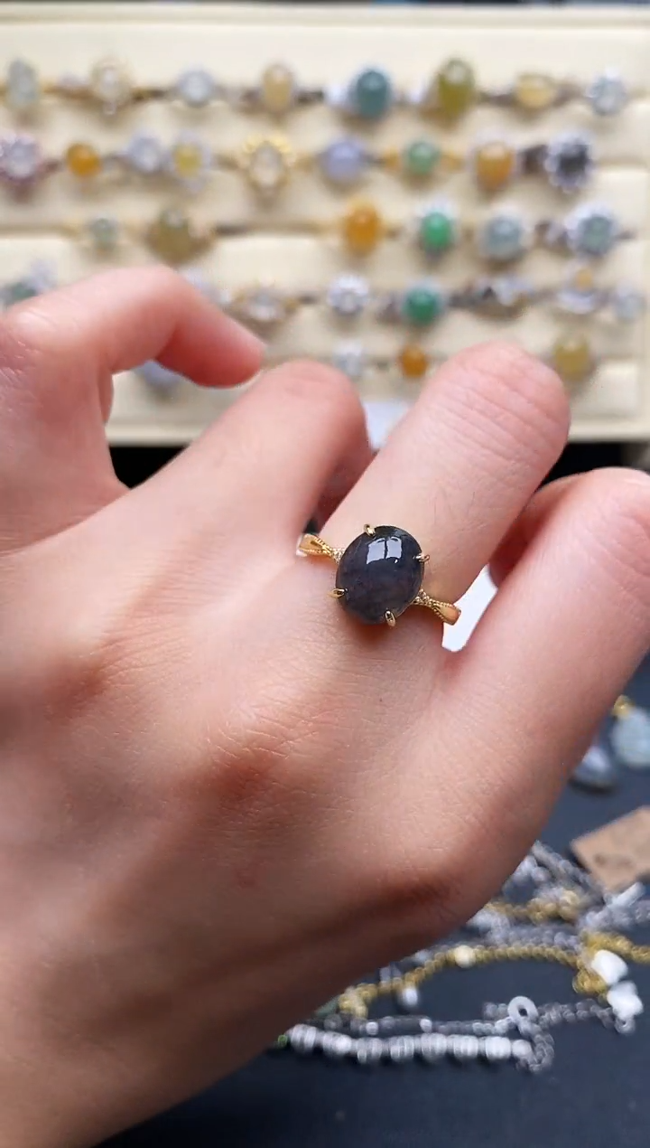 翡翠戒指银S925镶嵌22222222+3