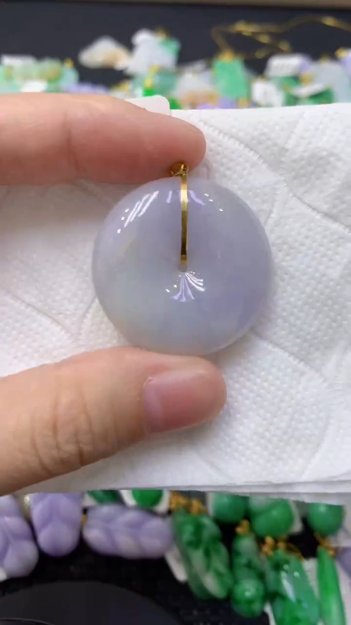 颈饰18K金镶嵌翡翠天然缅甸翡翠A货