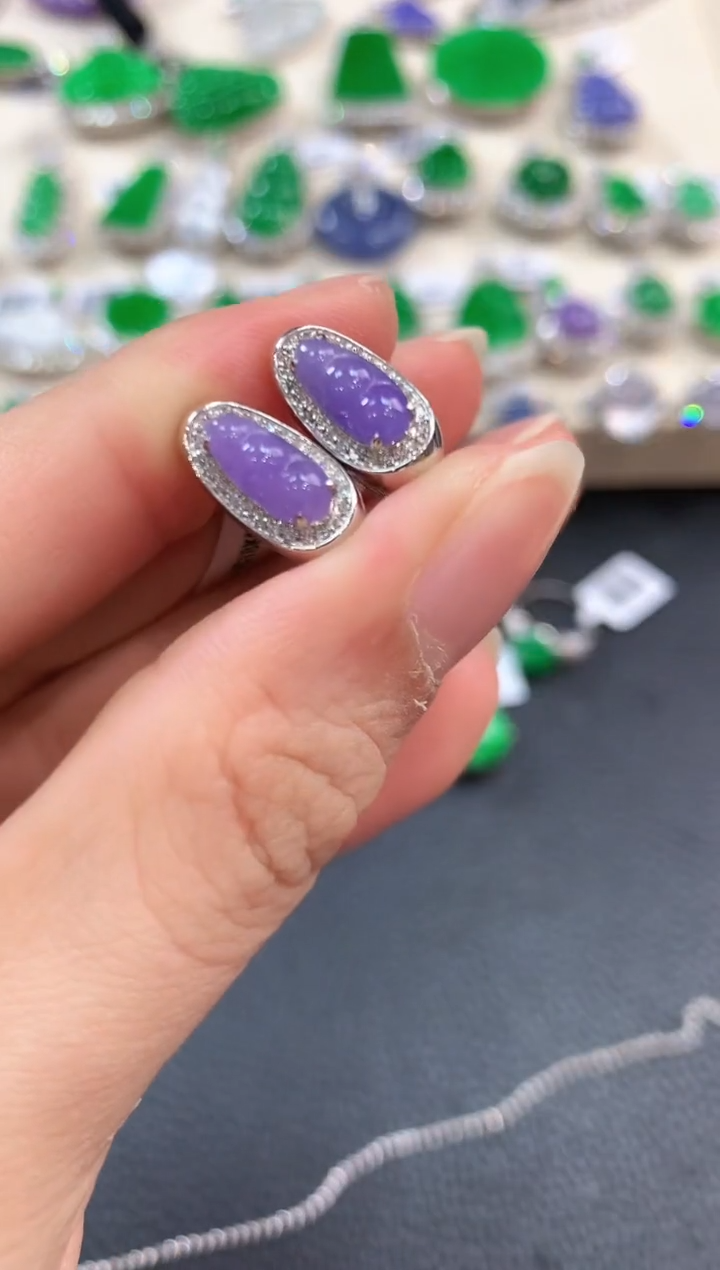 【闪购商品】翡翠耳饰18K金镶嵌m36有色差