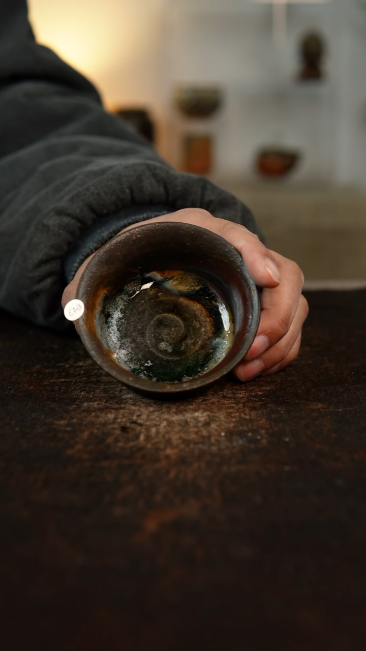 柴烧裸烧 红珍珠马蹄杯  643