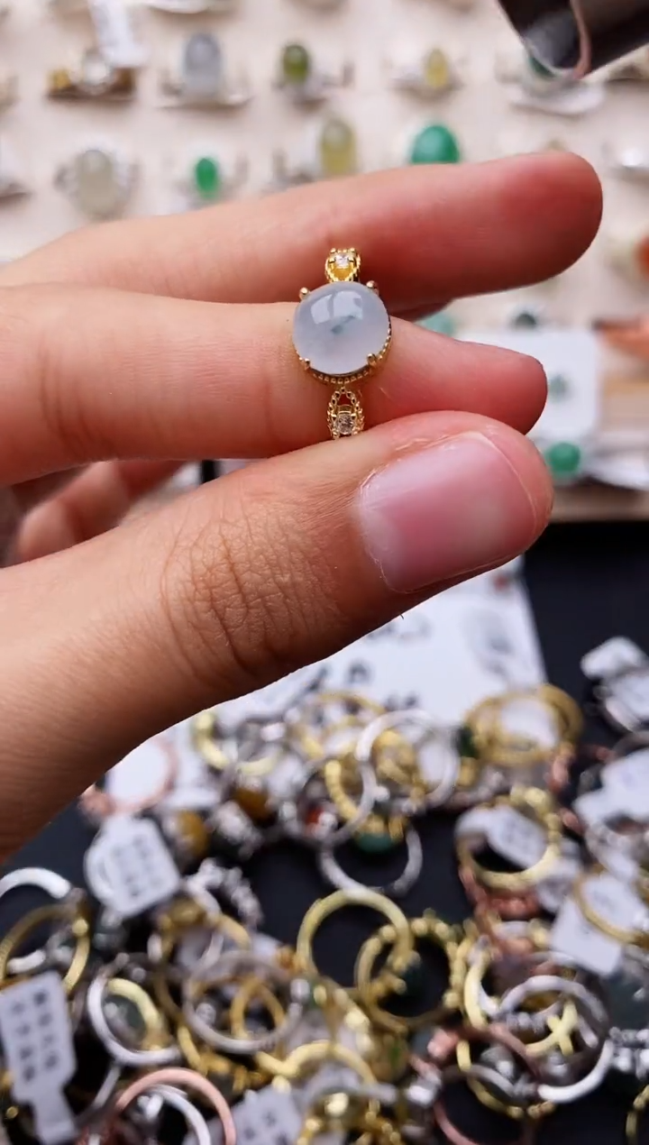 【闪购商品】翡翠戒指银S925镶嵌缅甸翡翠
