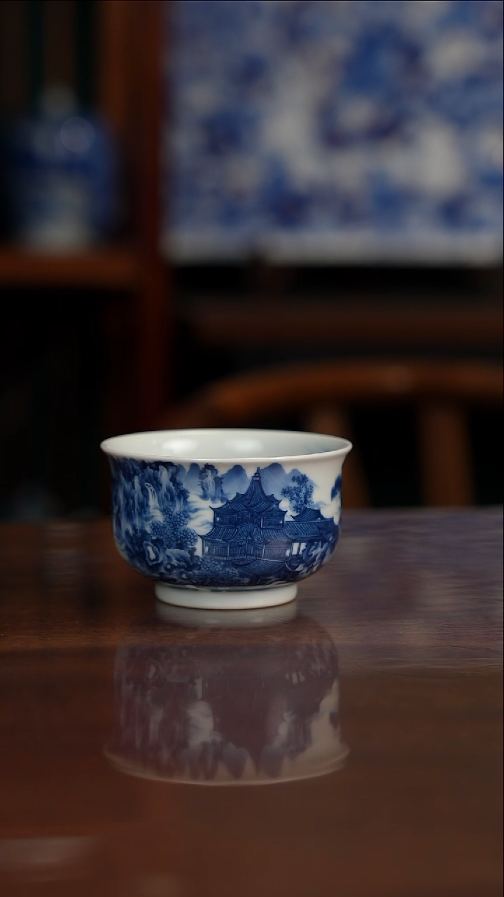 景琳藏青花北派山水十大雅士