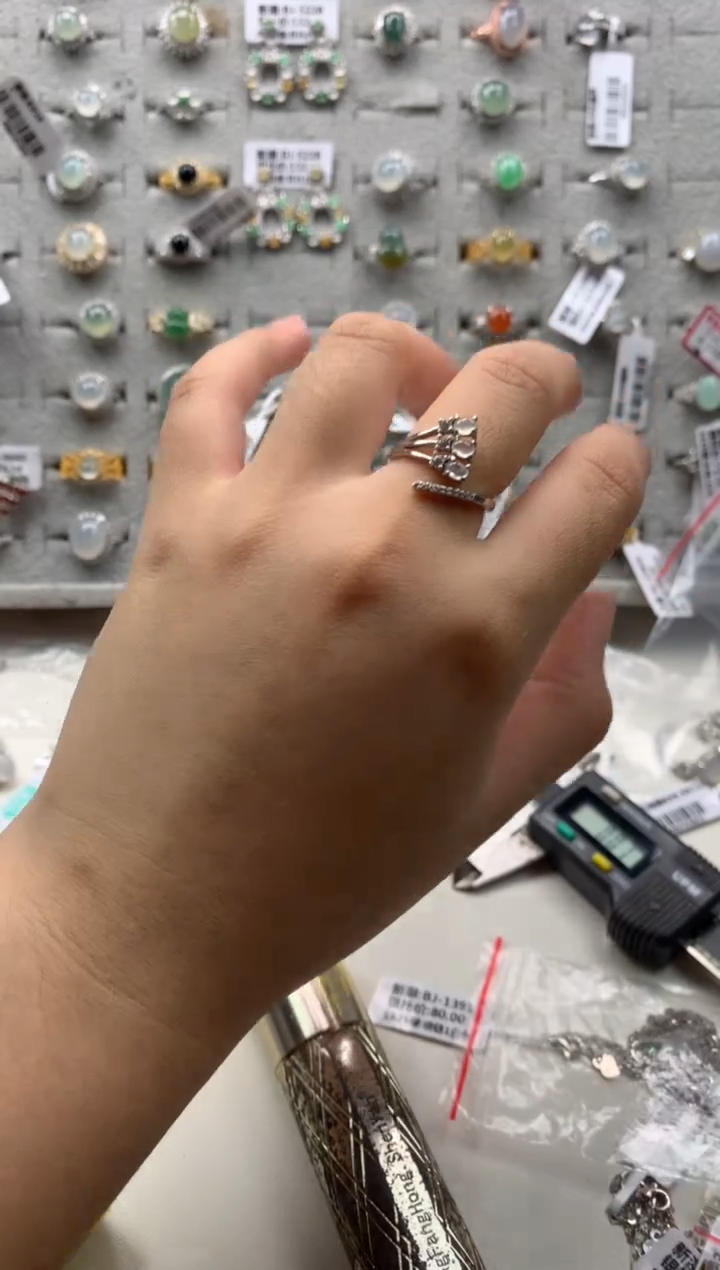 银S925镶嵌戒指翡翠9