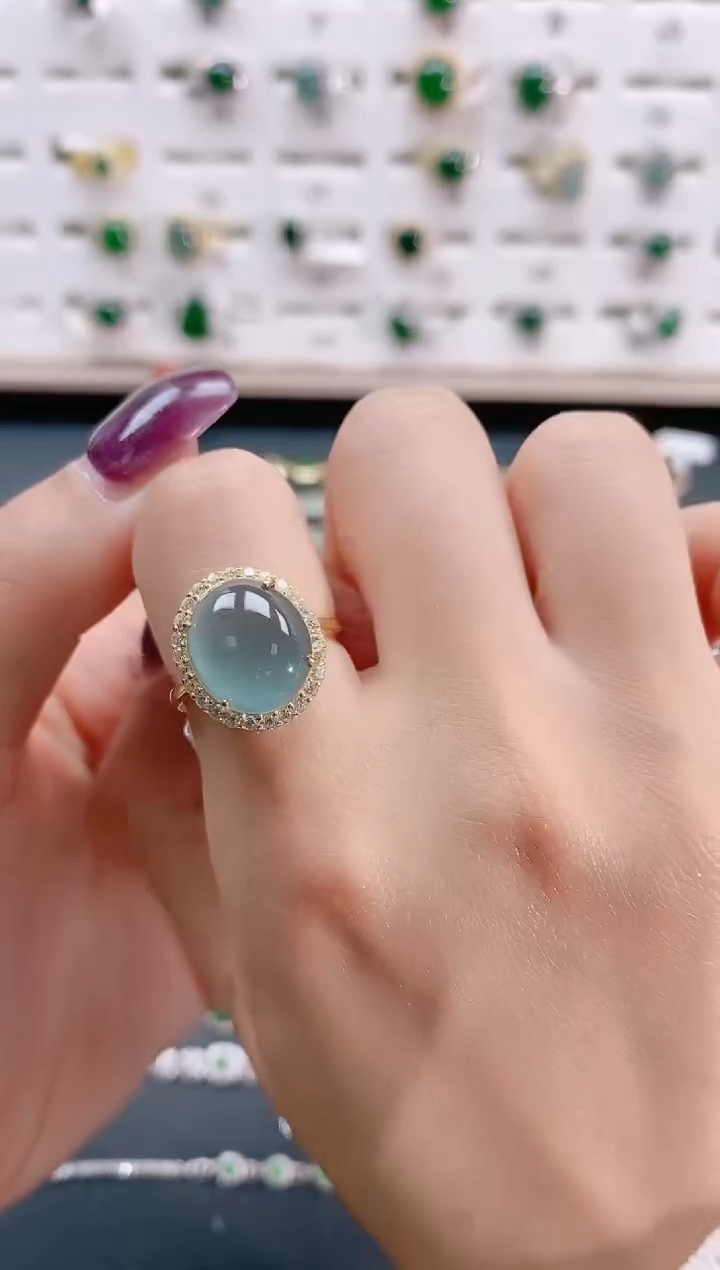 【闪购商品】翡翠戒指银S925镶嵌天然翡翠