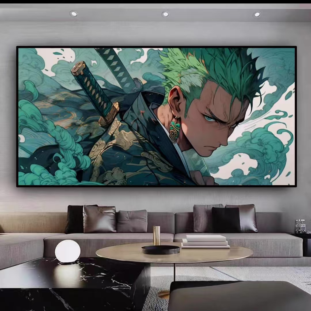 《海贼王》动漫横版索隆客厅装饰画电竞房卧室背景墙挂画 40*80