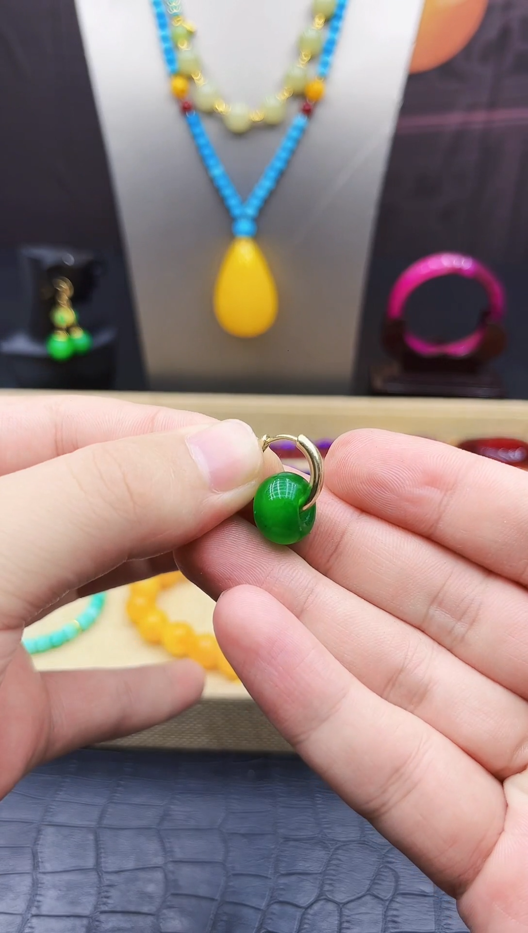 翡翠14K金镶嵌耳饰109