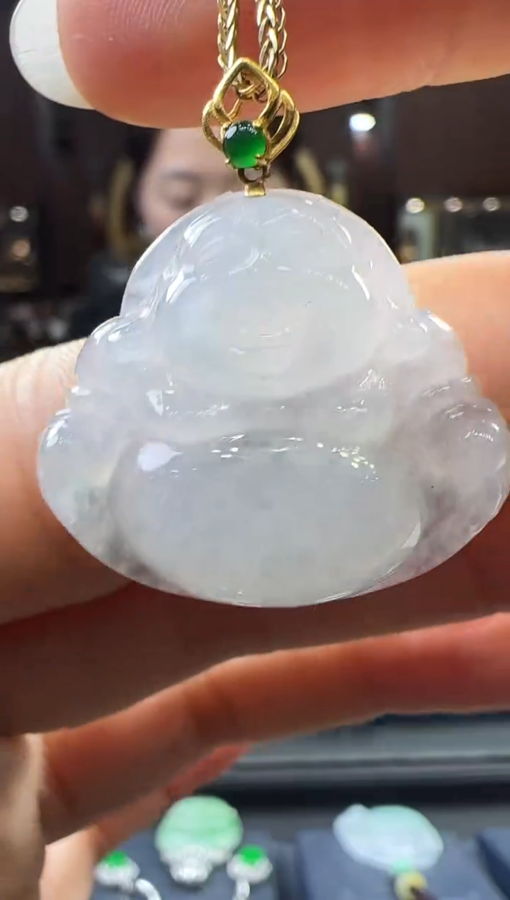 【闪购商品】翡翠挂件18K金镶嵌佛公 不含链