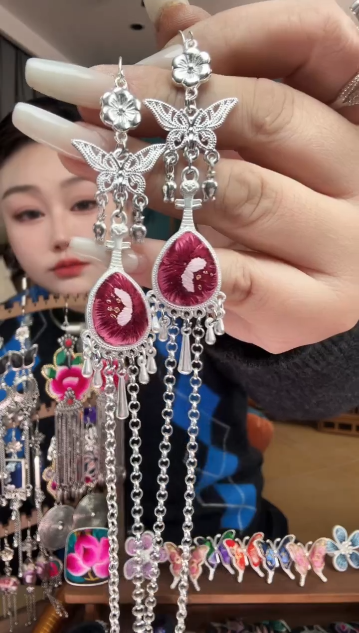 刺绣纯手工民族风刺绣耳环