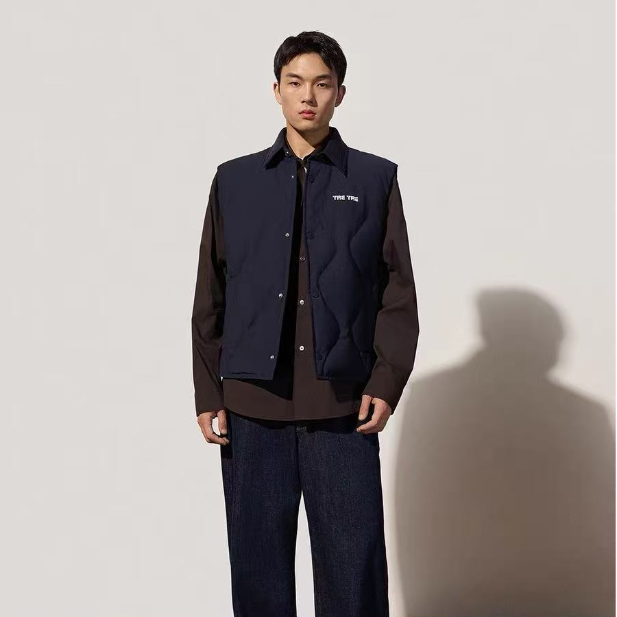 Trendiano秋冬新款羊毛鹅绒显瘦男款羽绒背心马甲1SM3330250