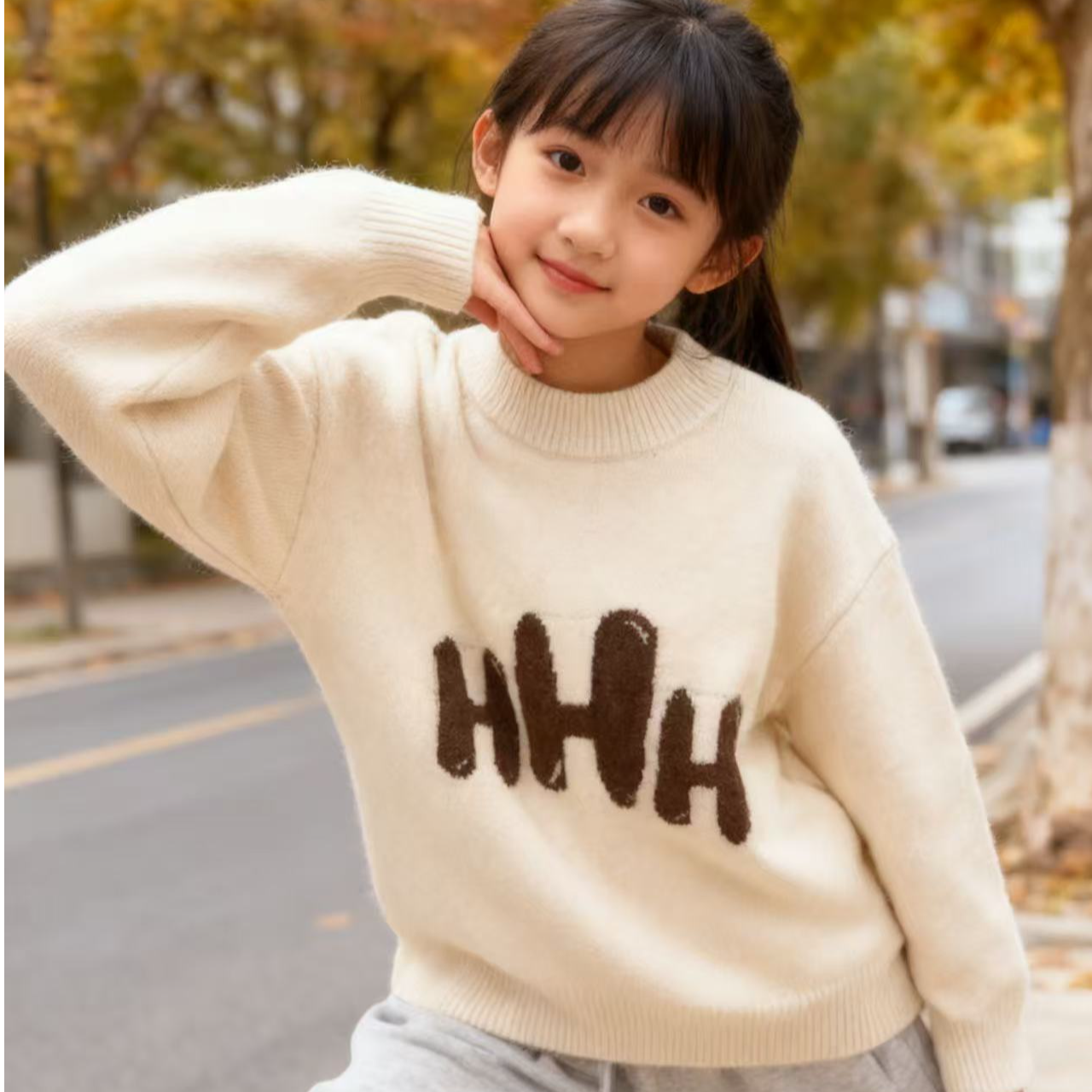 9511359高端专享儿童秋冬款毛衣米色（靠谱）