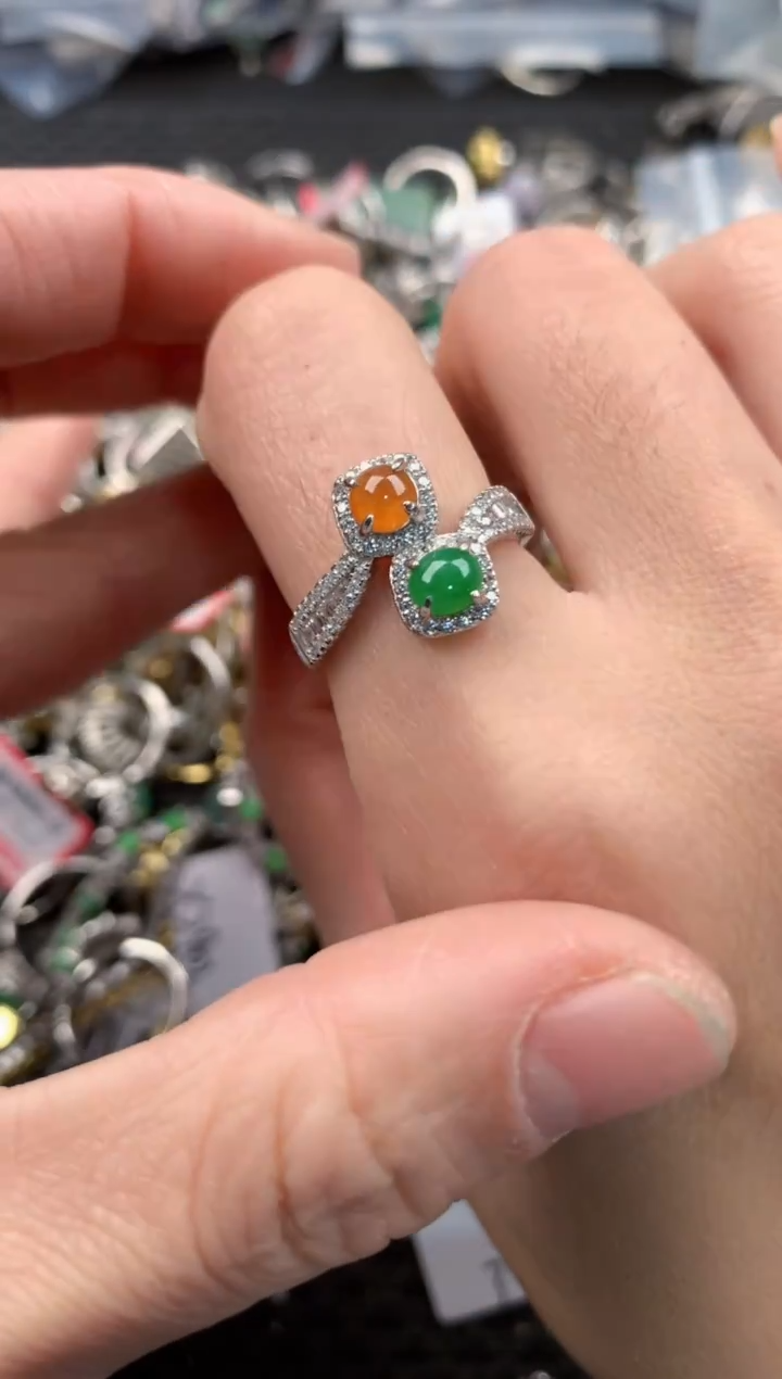 银S925镶嵌戒指翡翠333      7