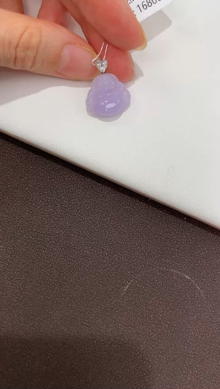 翡翠18K金镶嵌颈饰天然缅甸a货翡翠