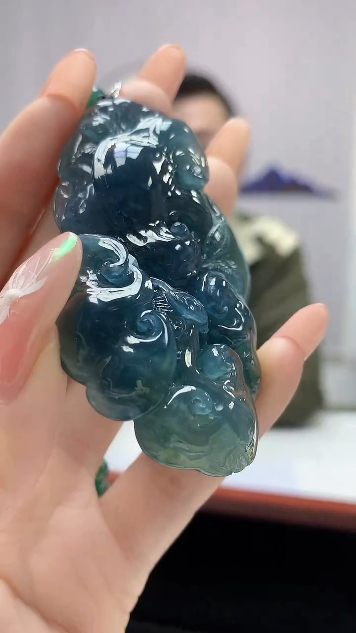 【闪购商品】定制翡翠未镶嵌5152DD-毛货挂件如意115