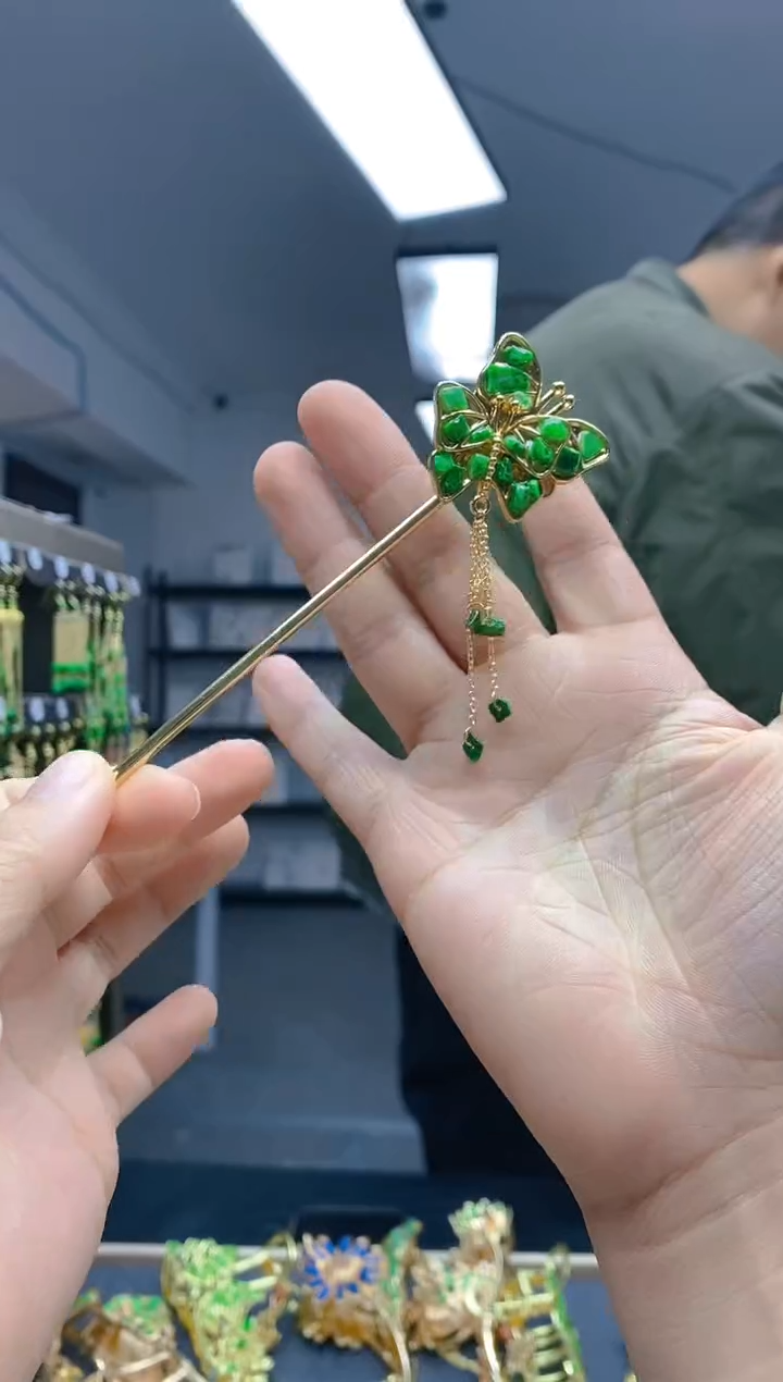 【闪购商品】翡翠耳饰合金121翡翠发簪
