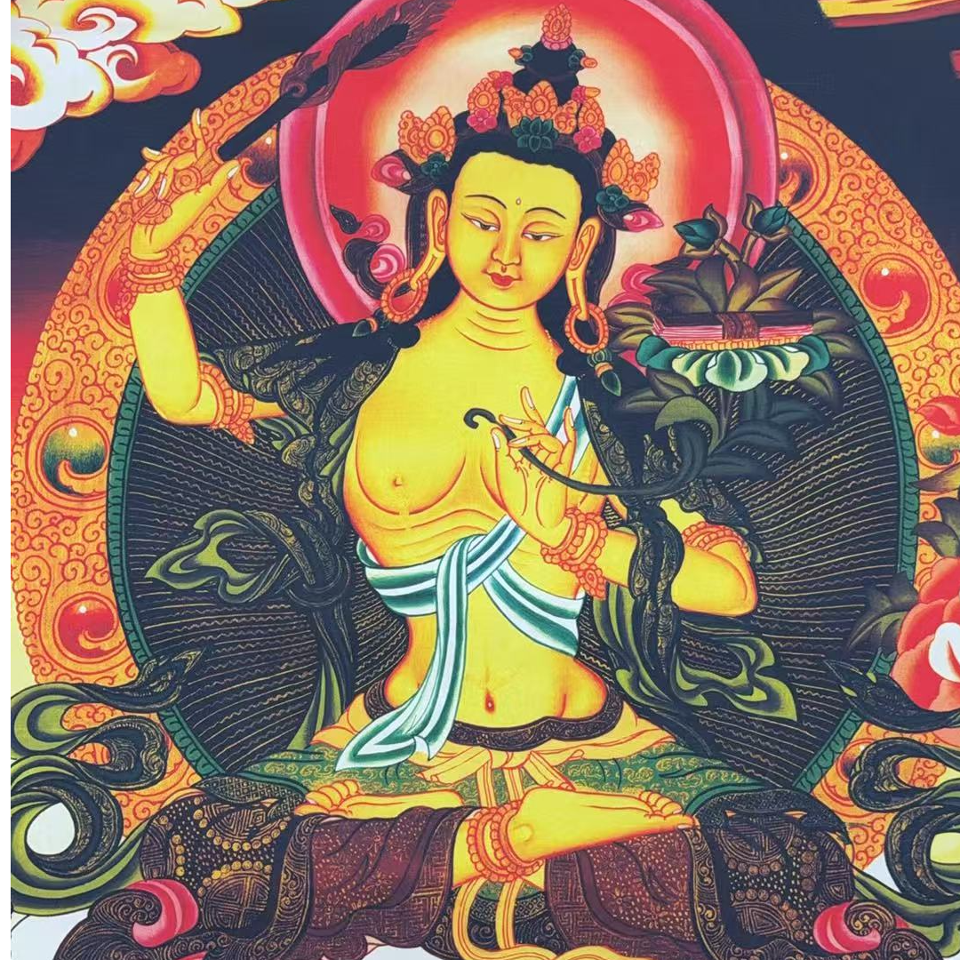 黄文殊菩萨唐卡高品质绘画佳作 TK16042