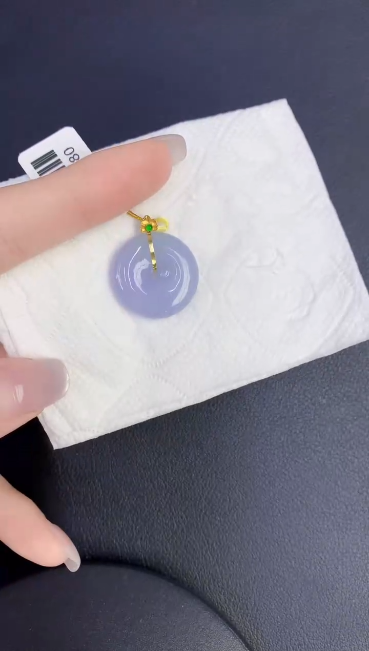 颈饰18K金镶嵌翡翠缅甸天然翡翠A货