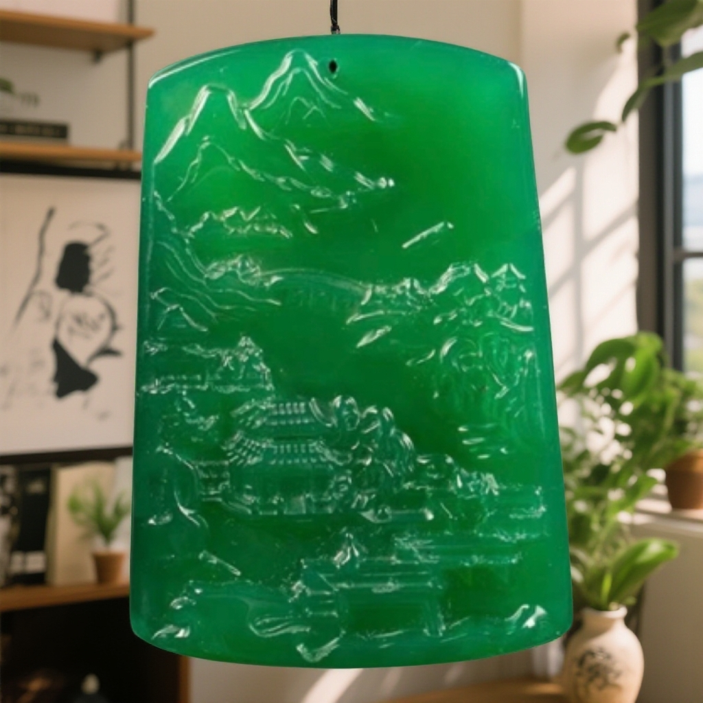 【王总】天然满绿有山有水绿玉髓风生水起山水牌【多样发其一】